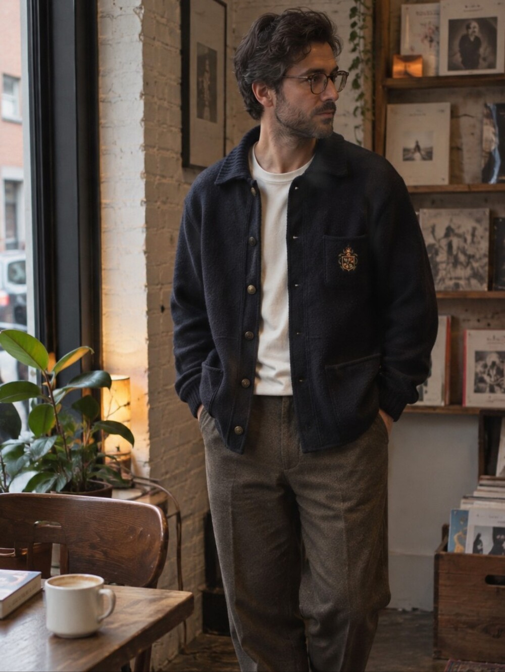 Get Control 100% Wool Heritage Cardigan Jacket Navy M